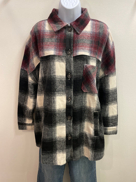 Colorblock Plaid Shacket