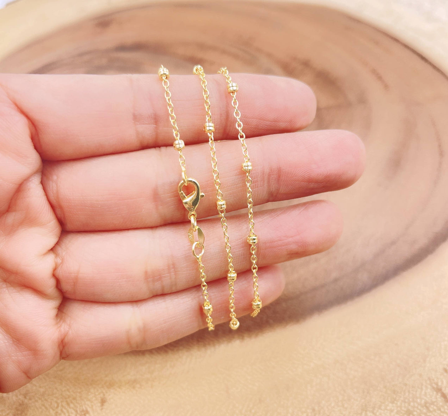 Gold Filled Satellite Chain Necklace Beads Creation