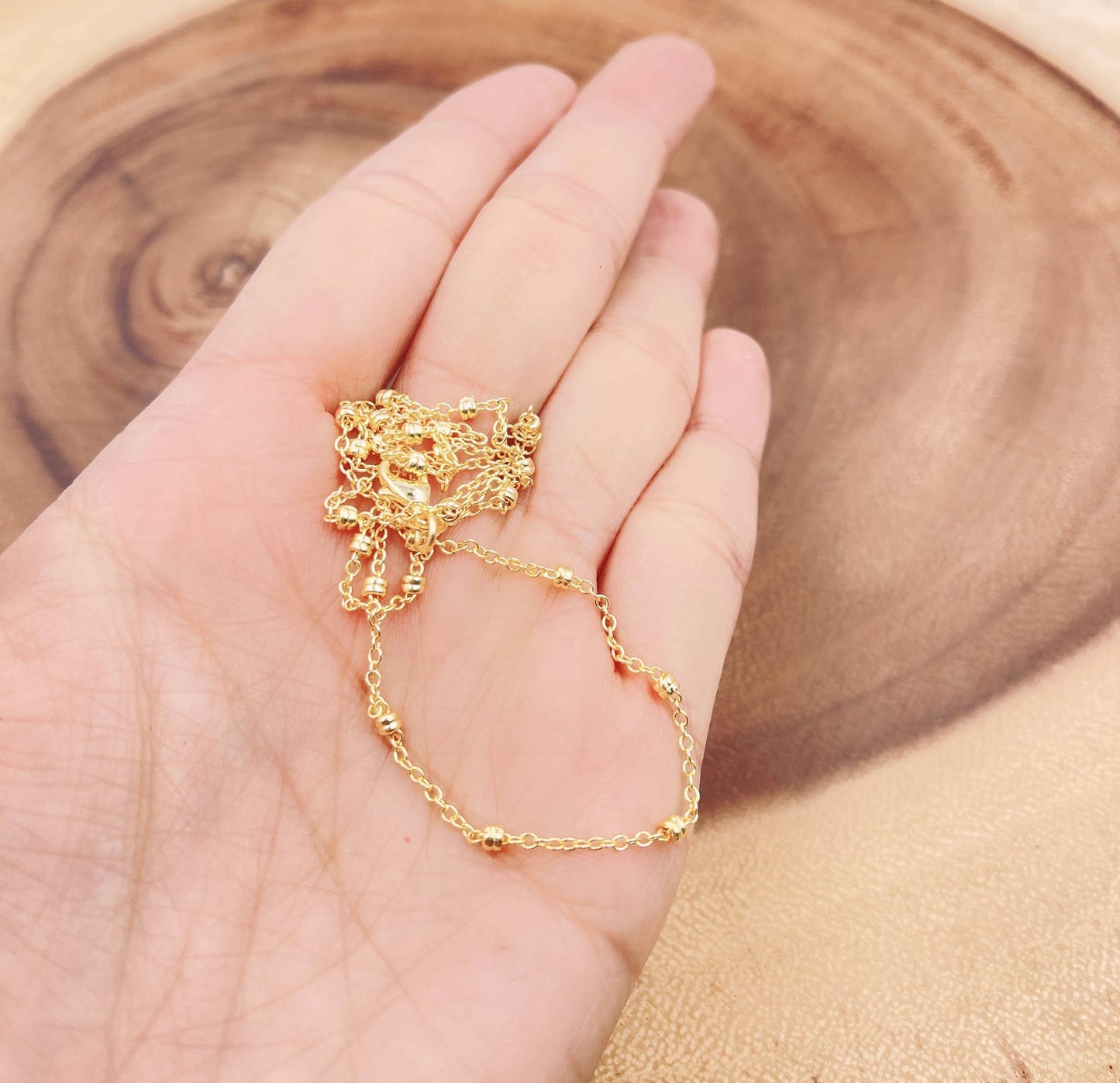 Gold Filled Satellite Chain Necklace Beads Creation