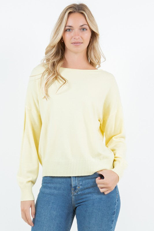 Boat Neck Pullover Sweater