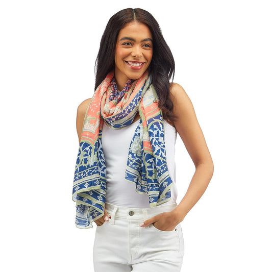 Indian Summer Blue Print Scarf