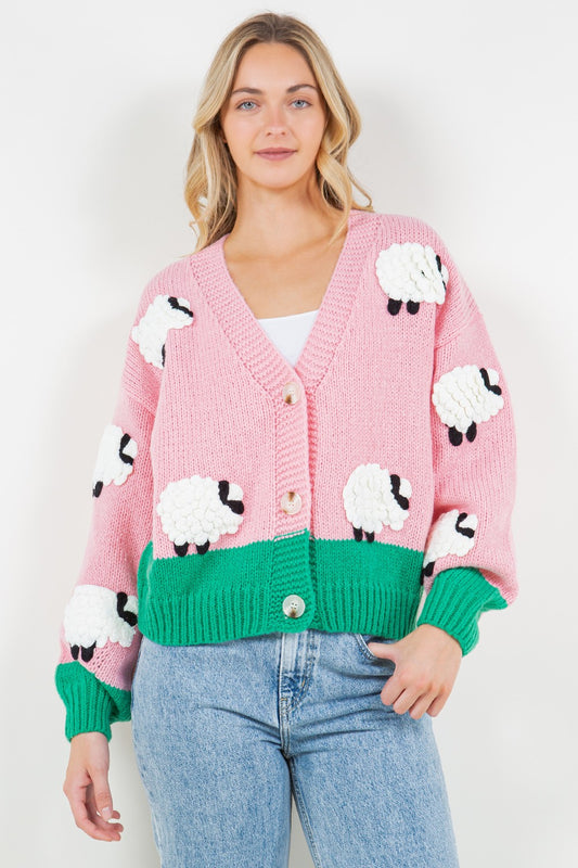 Sheep Button Front Cardigan