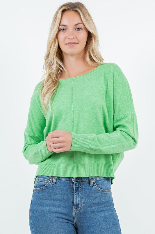 Seam Front Round Neck Sweater