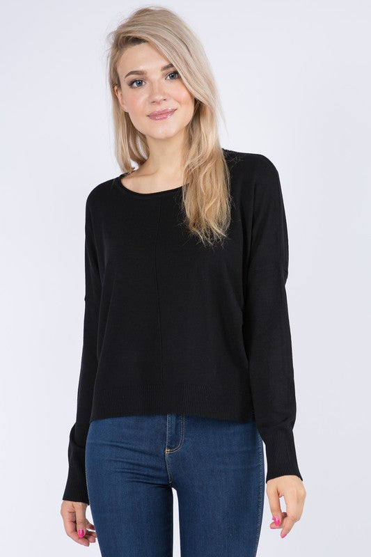 Seam Front Round Neck Sweater