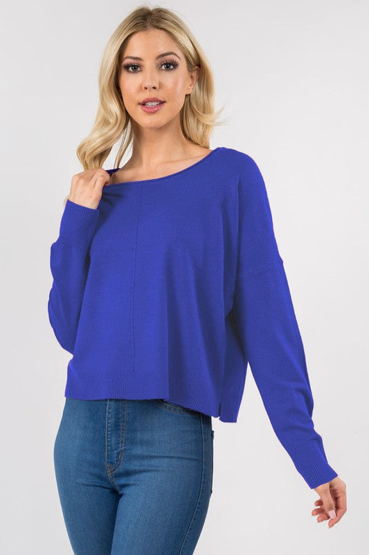 Seam Front Round Neck Sweater