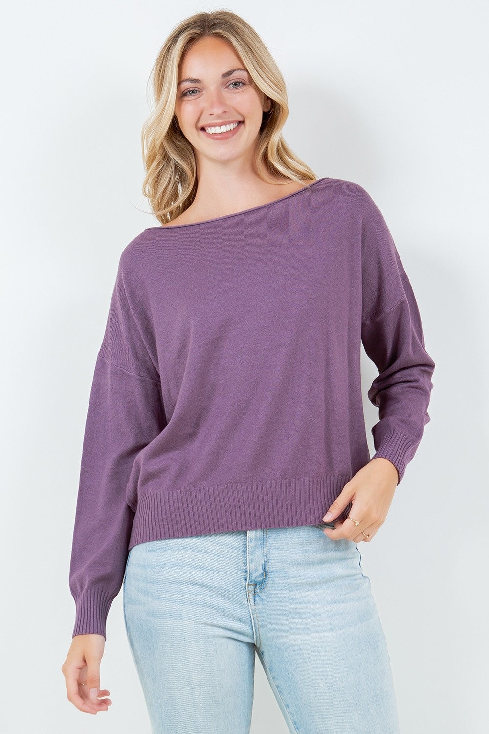 Boat Neck Pullover Sweater