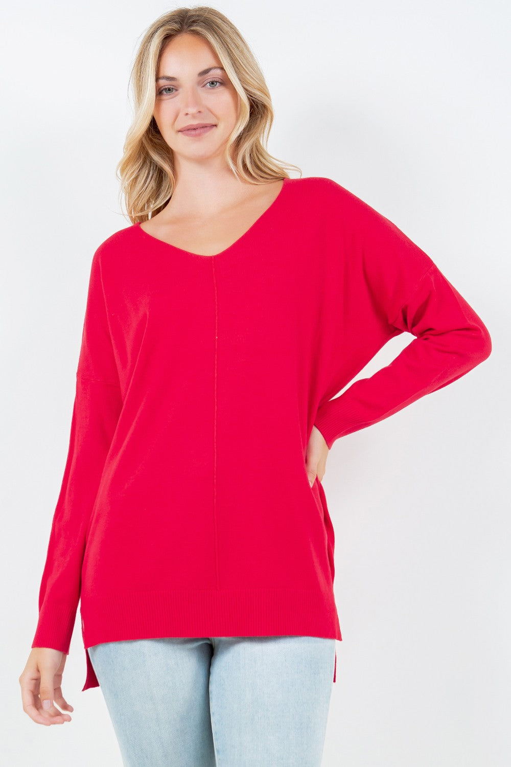 V-Neck Tunic Sweater