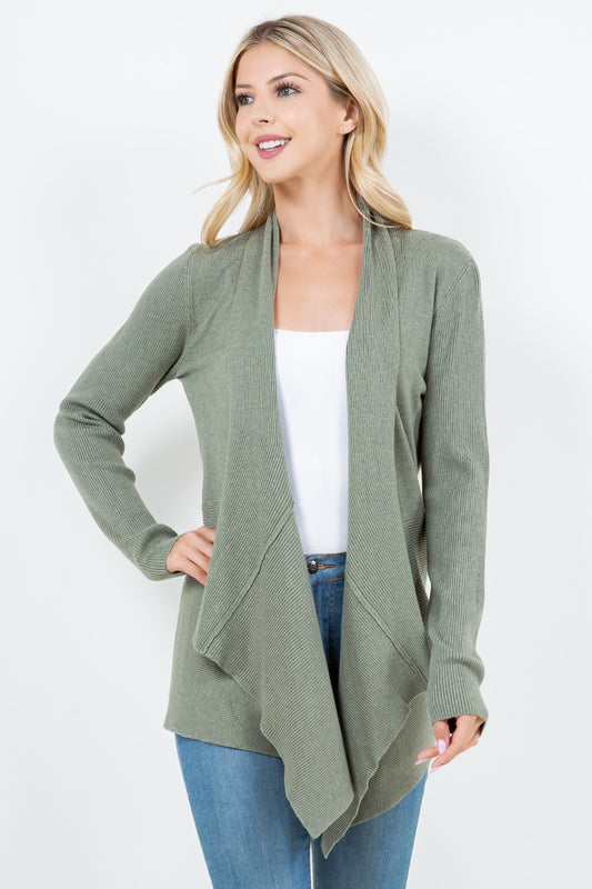 Ribbed Open Front Cardigan