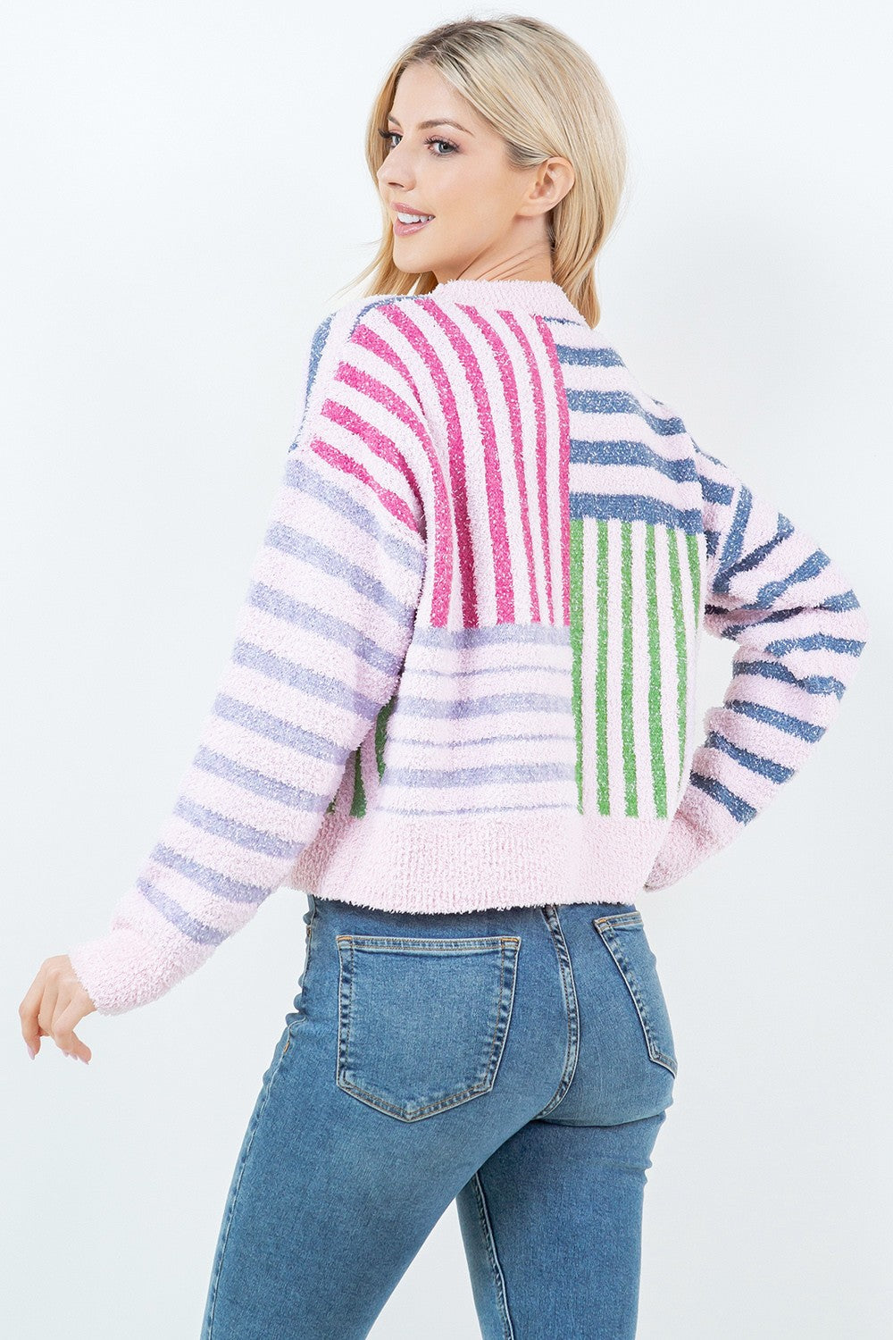 Striped Patches Pullover Sweater