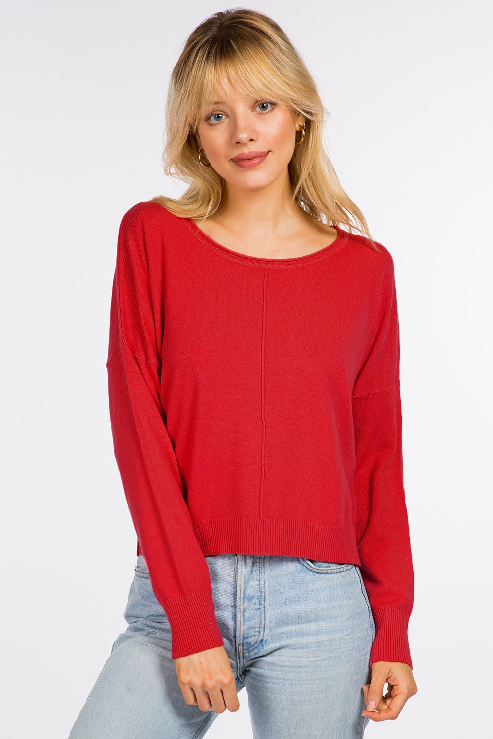 Seam Front Round Neck Sweater