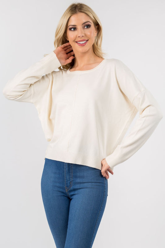 Seam Front Round Neck Sweater