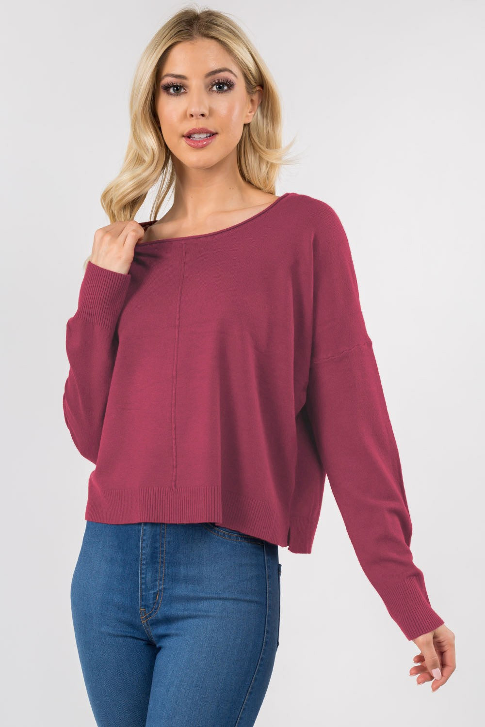 Seam Front Round Neck Sweater