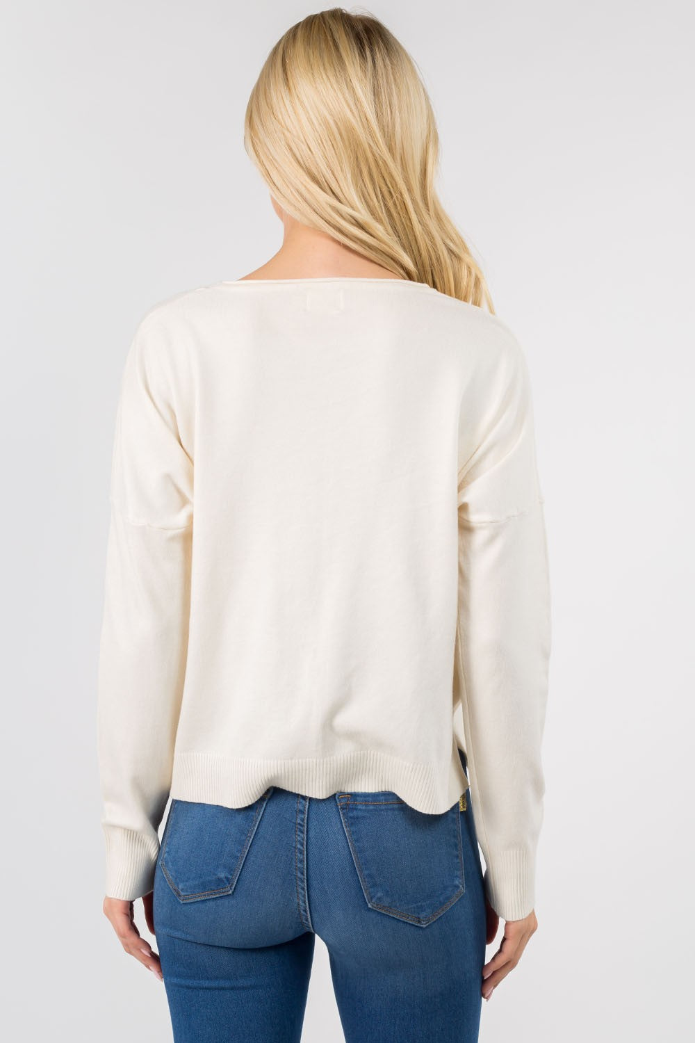 Seam Front Round Neck Sweater