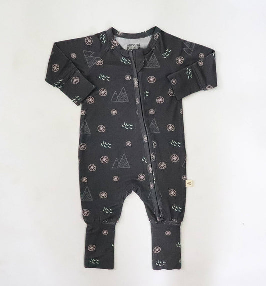 Midnight Mountain Bamboo Romper| Boy Outfit| Zip Romper