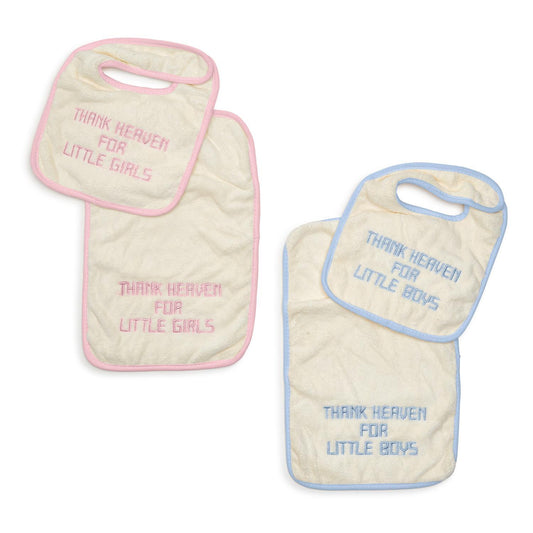 Thank Heaven Embroidered Bib and Burp Cloth Set