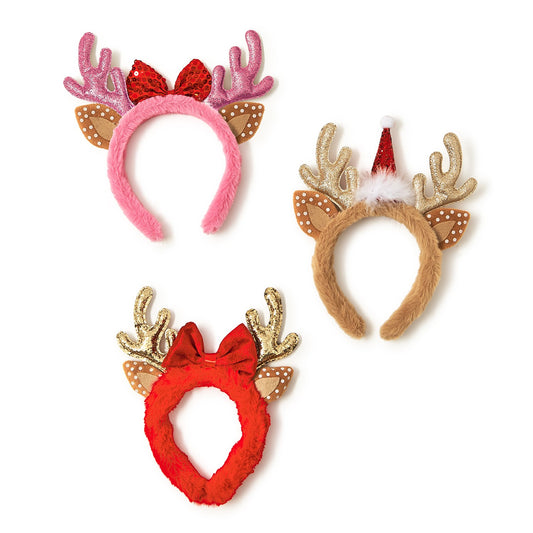 Hand-Crafted Antlers Headband with Holiday Accents Two's Company