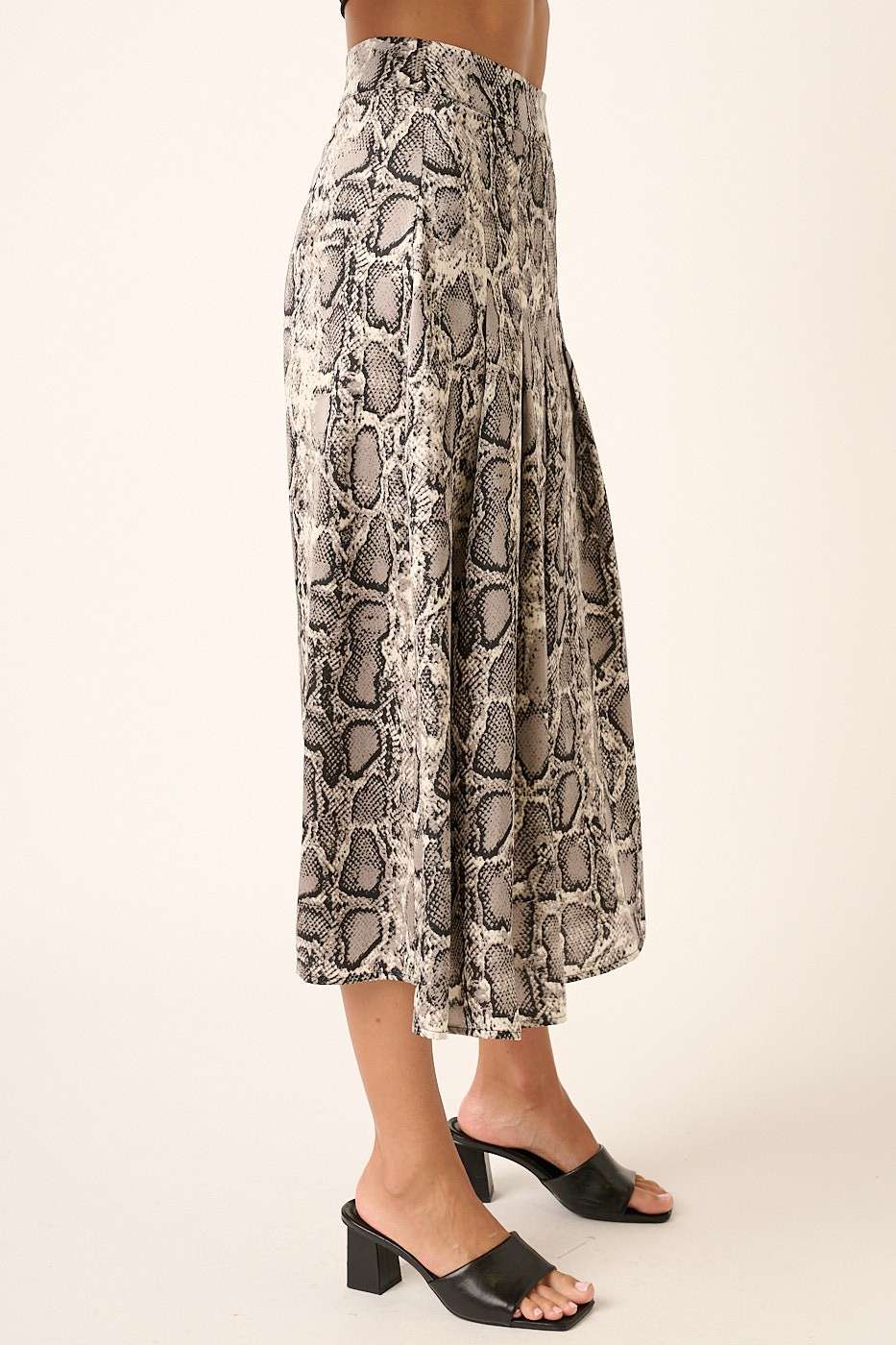 Snake Print Midi Skirt