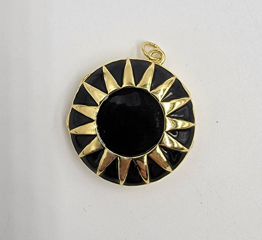 Gold Filled Enamel Sunburst Locket Charm Pendant Beads Creation