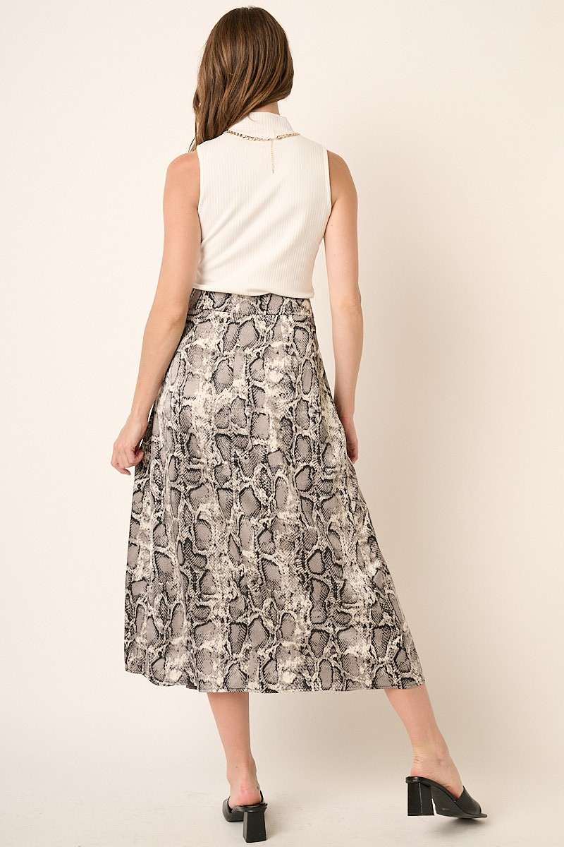 Snake Print Midi Skirt