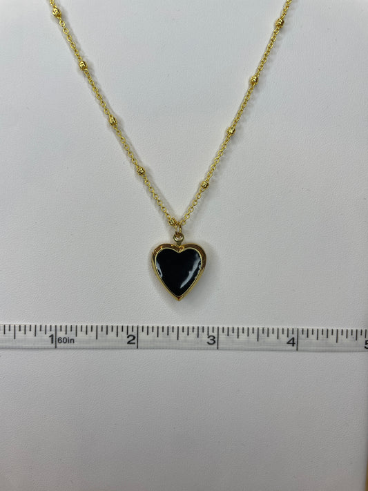 Black Enamel Heart Locket Charm Origami Owl