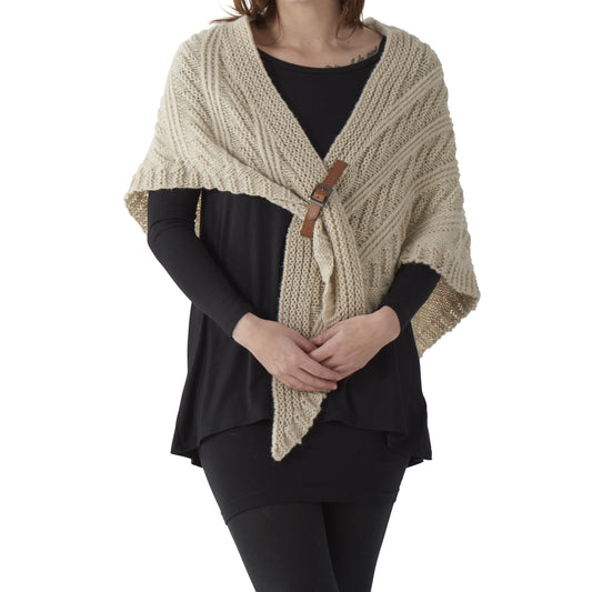 Cable Knit Cape with Buckle