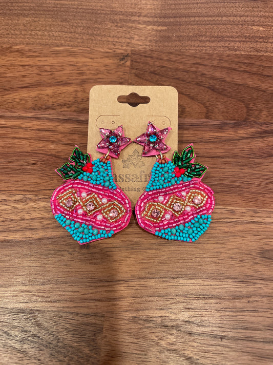 Christmas Beaded Ornament Earrings