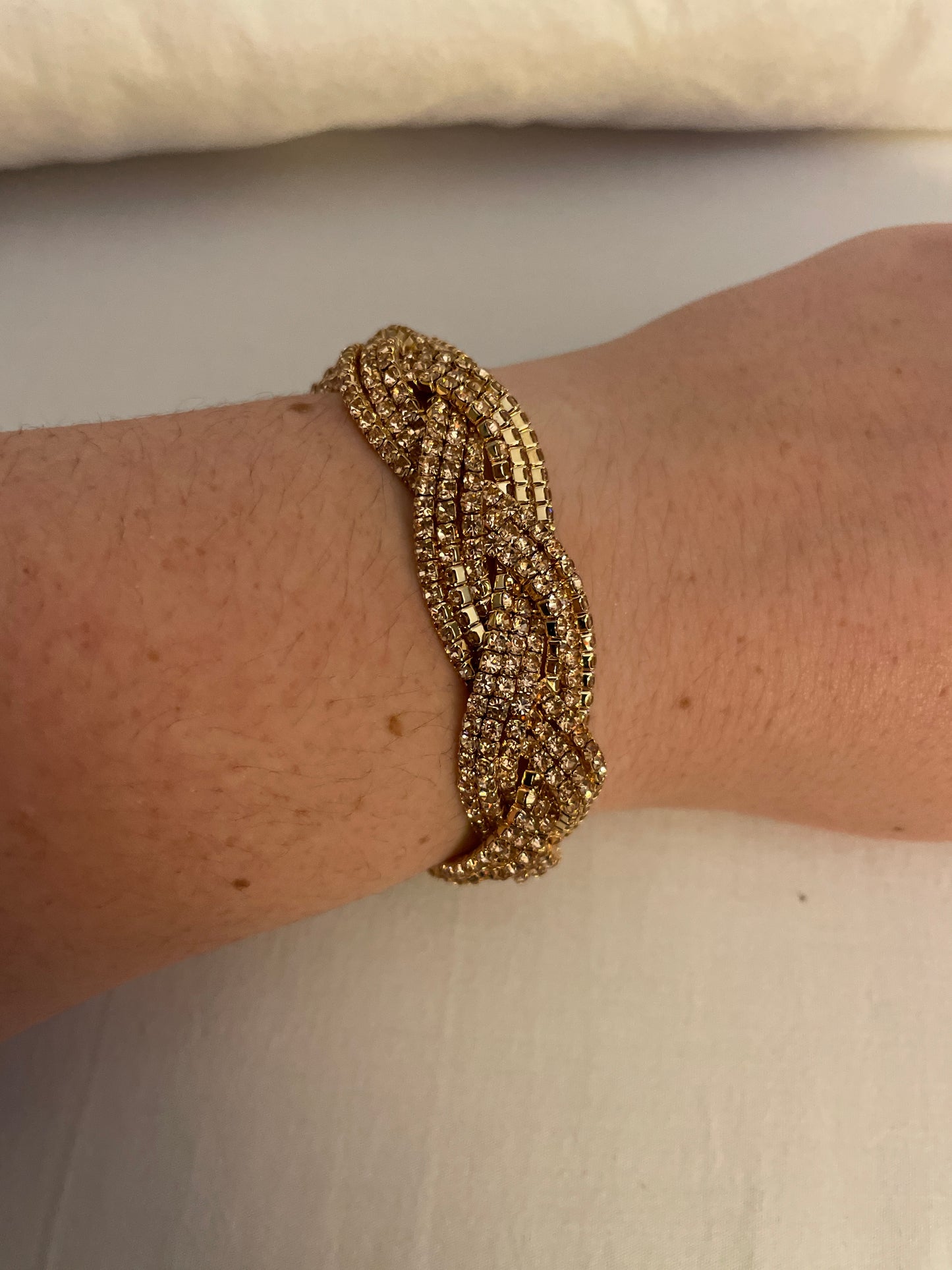 Braided Rhinestone Stretch Bracelet