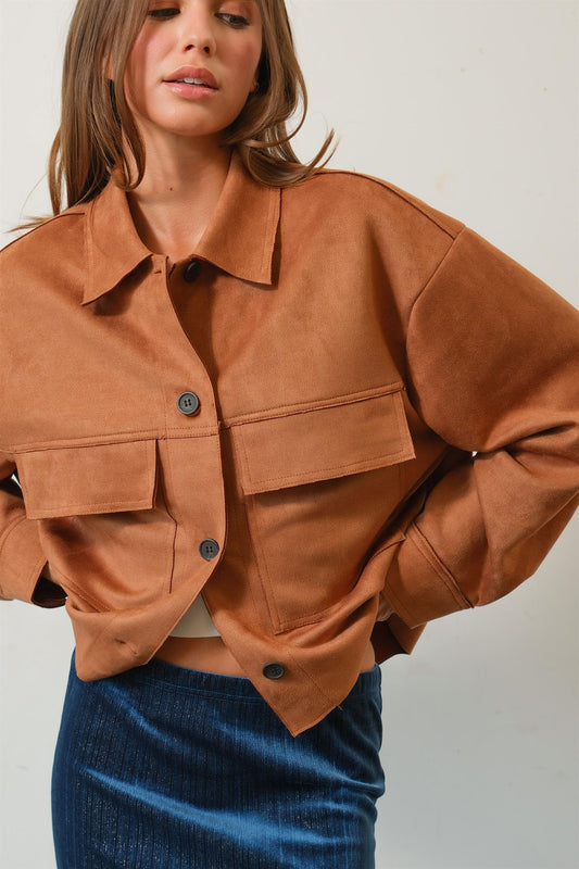 Suede Button Front Jacket