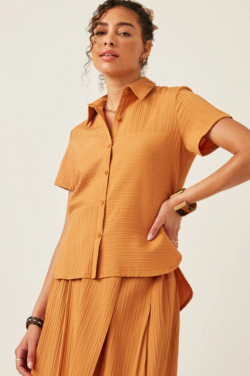 Multi Direction Textured Rib Collared Shirt