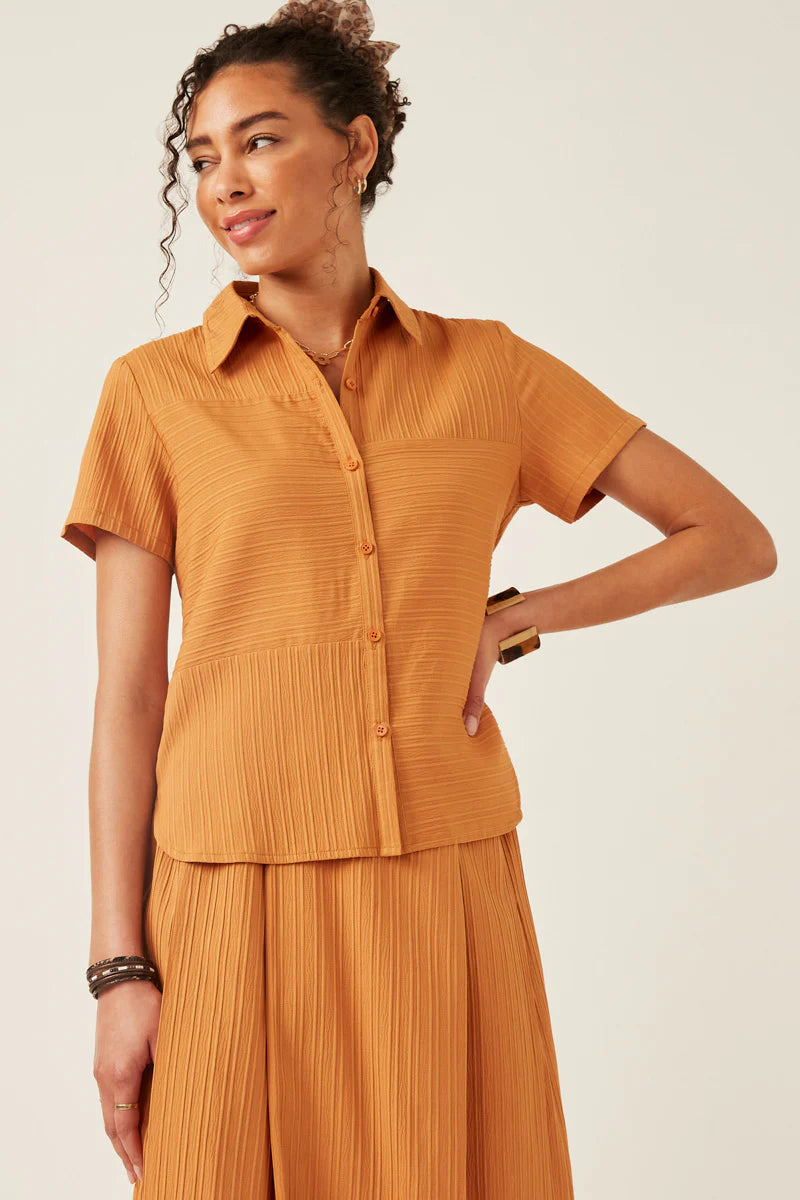 Multi Direction Textured Rib Collared Shirt