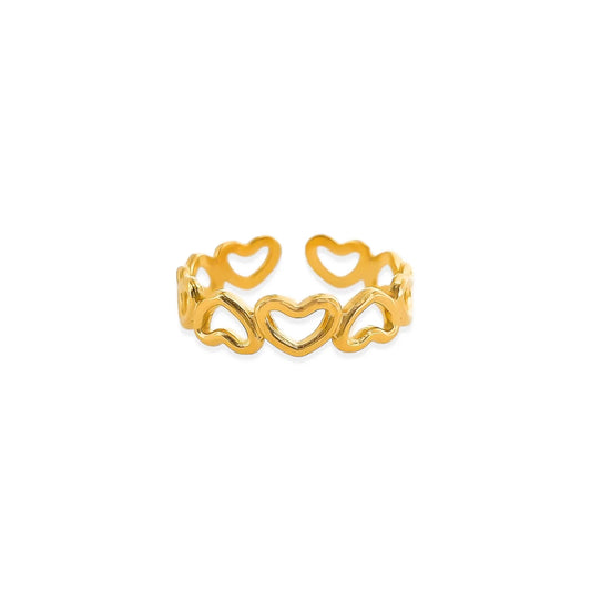 Heart Cutout Water-Resistant Adjustable RIng