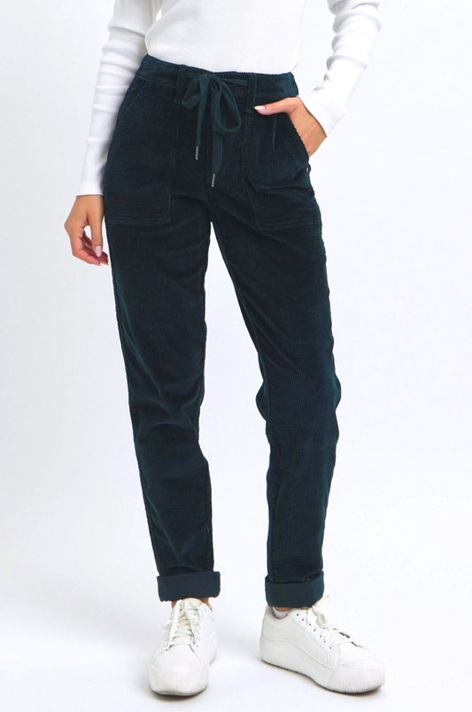 High-Waist Corduroy Cuffed Joggers