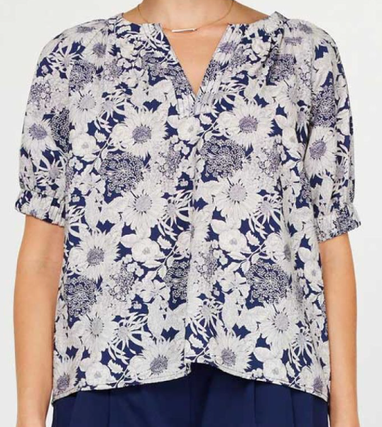 Floral Notch Neck Blouse