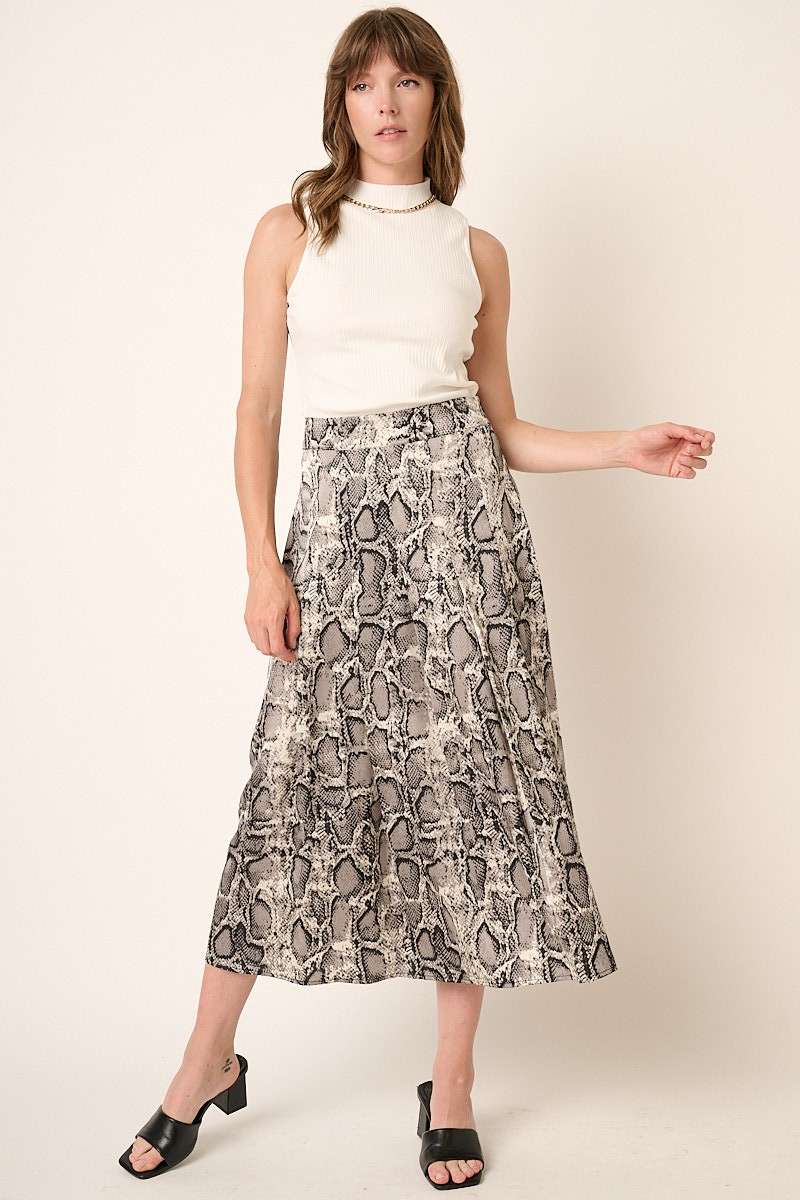 Snake Print Midi Skirt