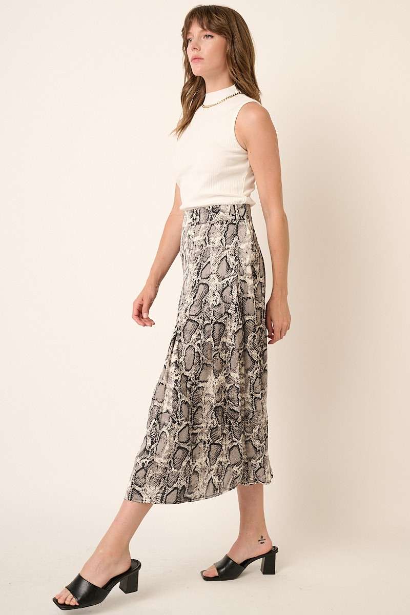 Snake Print Midi Skirt