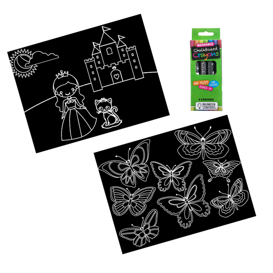 Chalkboard Princess and Butterfly Travel Mat Set