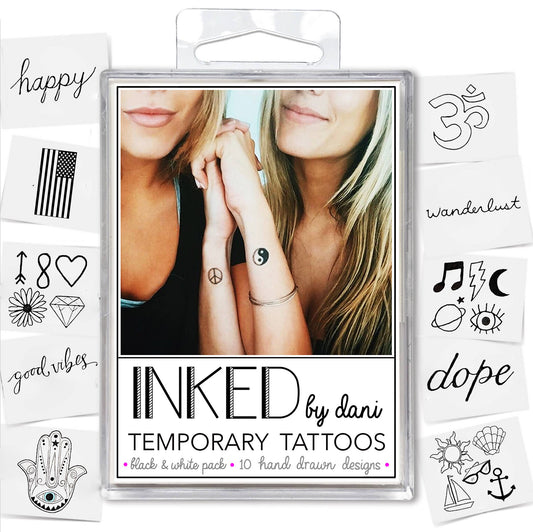 Black and White Temporary Tattoo Pack