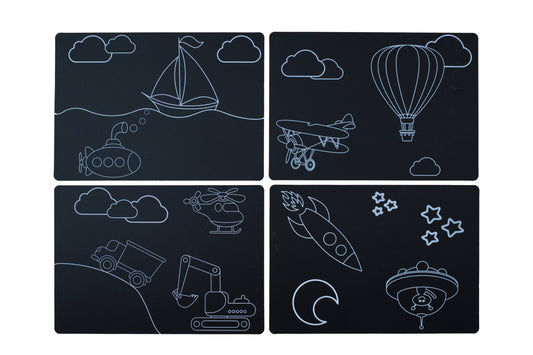 Chalkboard Transportation Travel Placemat - Set of 4